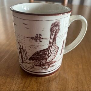 Vintage Ceramic Pelican Coffee Mug Down East Crafts-Yarmouth ME Japan Beach Sea